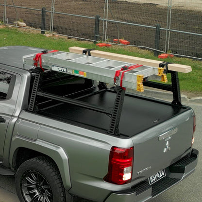 Ute Tub Ladder Rack: HSP Load Rack Pro mounted above the tub and carrying ladders