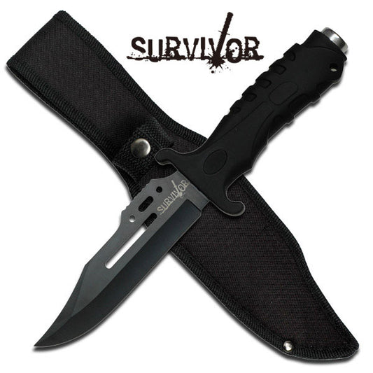 Survivor Black Rubber Handle Knife