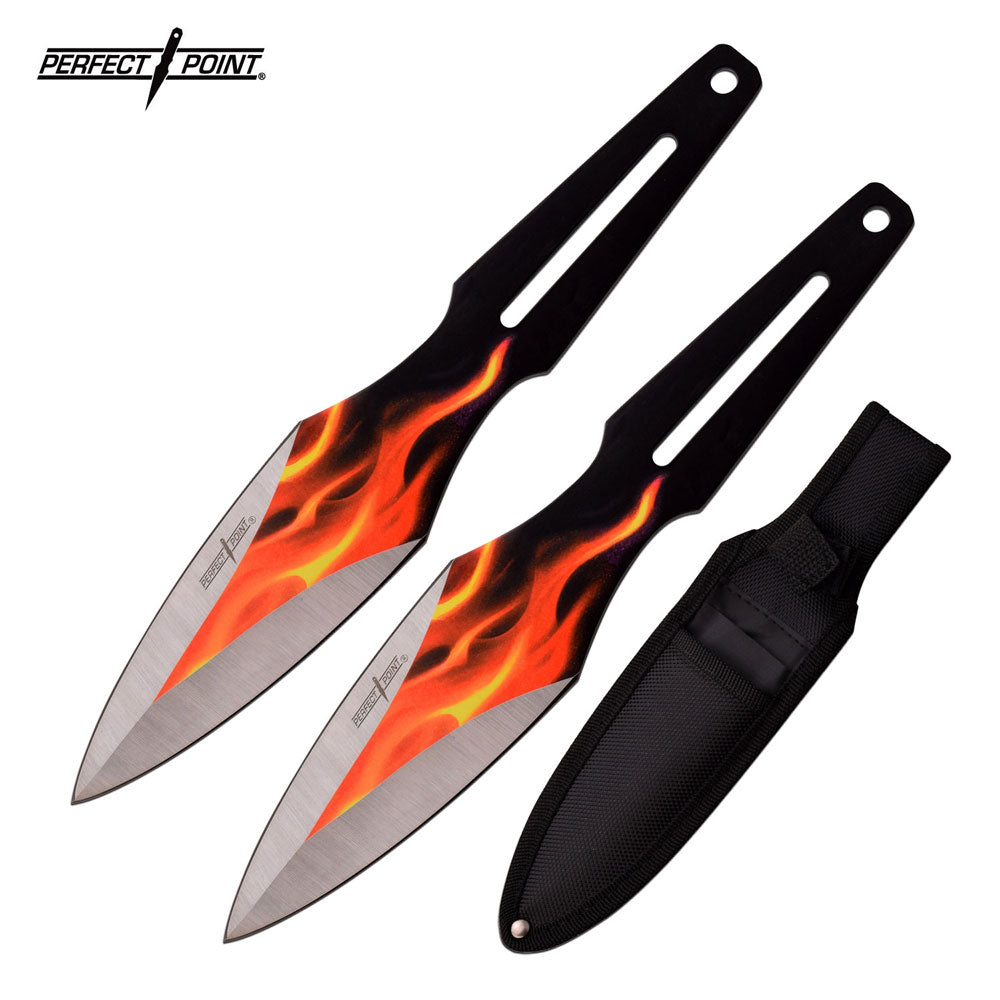 Perfect Point Orange Flame Throwing Knives 2pk