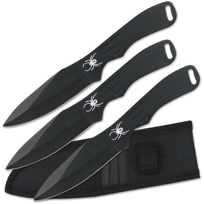 Perfect Point Black Spider Throwing Knives 3pk