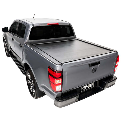 Mazda BT-50 fitted with roller shutter, providing secure and weatherproof tub coverage for worksite and touring applications.