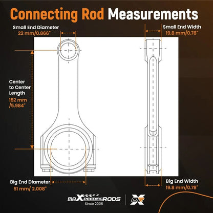 MAX PEEDING RODS 4x Connecting Rod Rods And Bolts Fit For Honda Acura K24A1 K24A2 K24A4 K24A8 2.4L 152mm