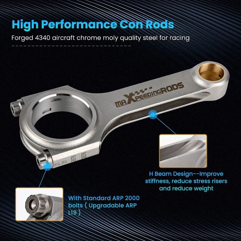 MAX PEEDING RODS 4x Connecting Rod Rods And Bolts Fit For Honda Acura K24A1 K24A2 K24A4 K24A8 2.4L 152mm