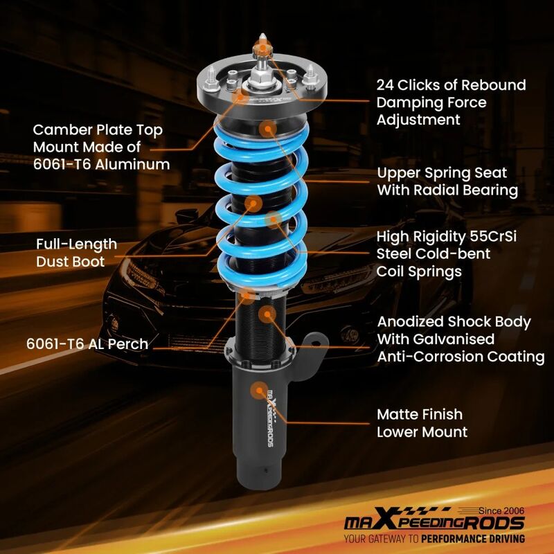 MAX PEEDING RODS 24 Ways Adjustable Damper Spring Coilover Shock Absorbe Kit Fit For BMW E46 3 Series