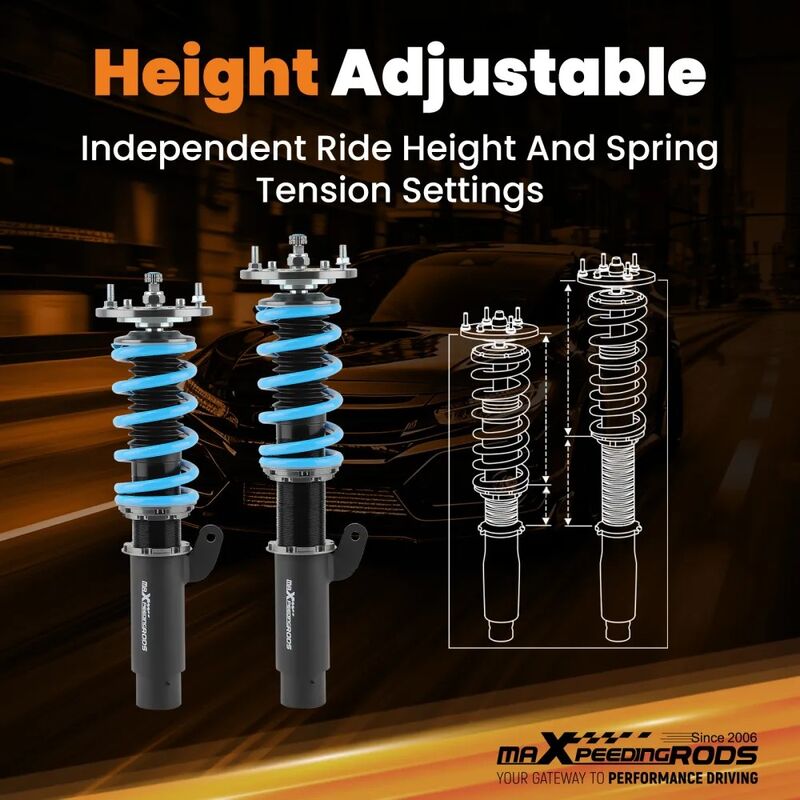 MAX PEEDING RODS 24 Ways Adjustable Damper Spring Coilover Shock Absorbe Kit Fit For BMW E46 3 Series