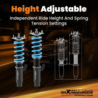MAX PEEDING RODS 24 Ways Adjustable Damper Spring Coilover Shock Absorbe Kit Fit For BMW E46 3 Series