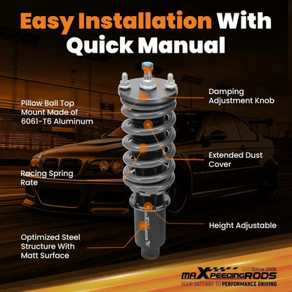 MAX PEEDING RODS 24 Levels Adjustable Coilover Fit For Honda Civic EJ EK EM EK1 EK4 EJ6 1996-2000