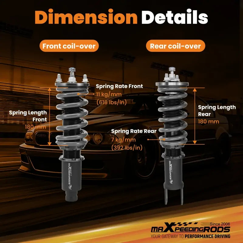 MAX PEEDING RODS 24 Levels Adjustable Coilover Fit For Honda Civic EJ EK EM EK1 EK4 EJ6 1996-2000