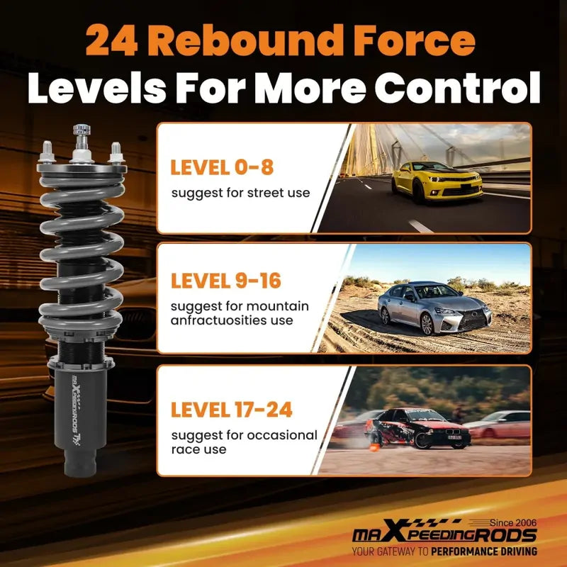 MAX PEEDING RODS 24 Levels Adjustable Coilover Fit For Honda Civic EJ EK EM EK1 EK4 EJ6 1996-2000