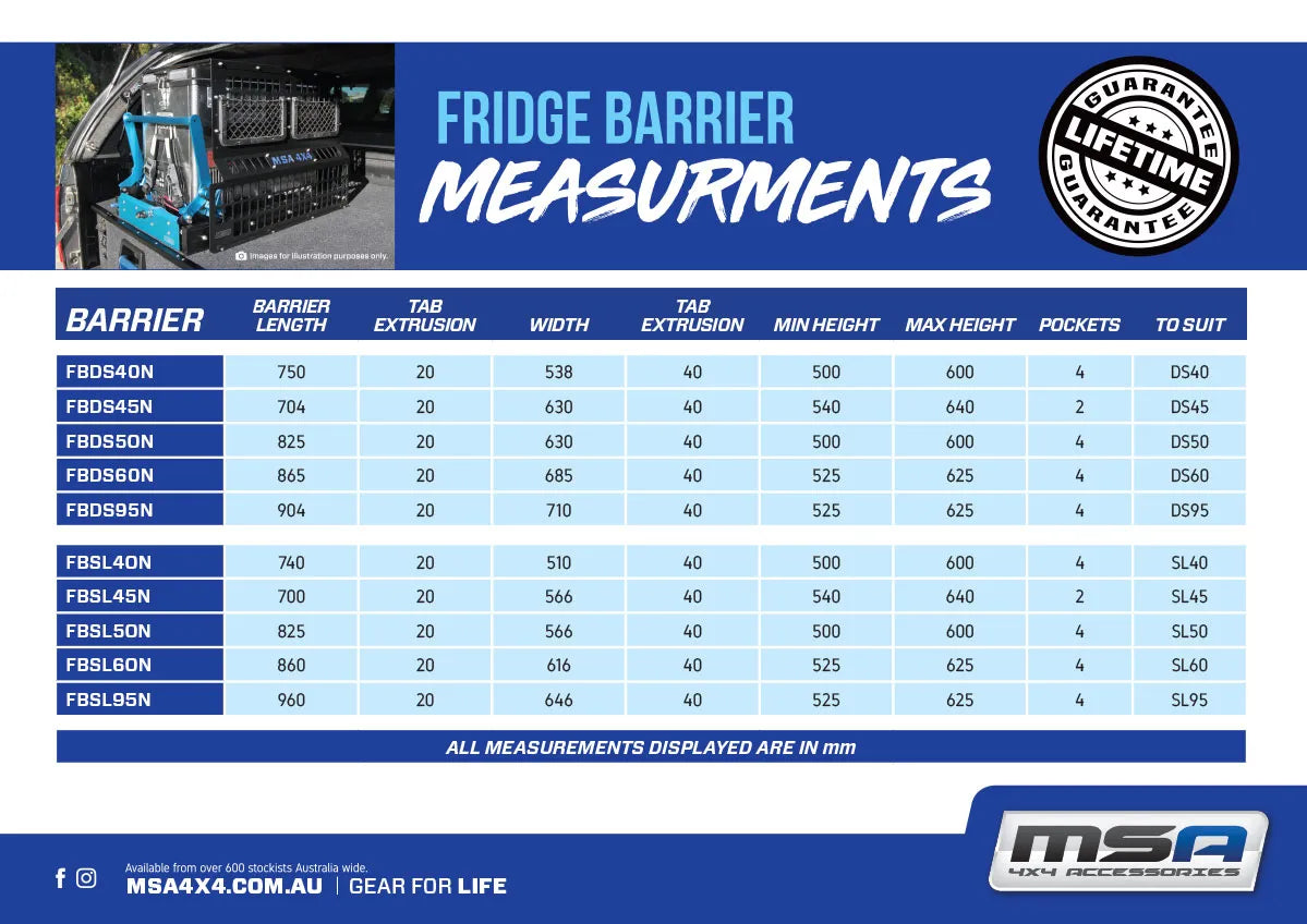 DROP SLIDE FRIDGE BARRIER - FBDS50N