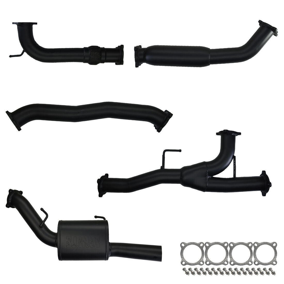 #Black - 409 Stainless Steel, #Hotdog & Muffler, #Cat Back