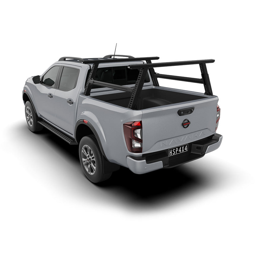 2021+ Nissan Navara ladder rack fitted to dual cab ute, ideal for carrying ladders, rooftop cargo, and trade equipment.