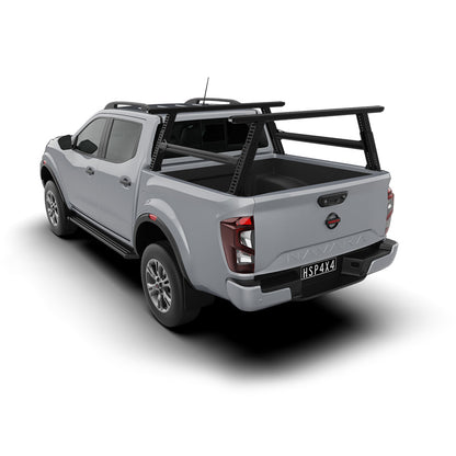 2021+ Nissan Navara ladder rack fitted to dual cab ute, ideal for carrying ladders, rooftop cargo, and trade equipment.