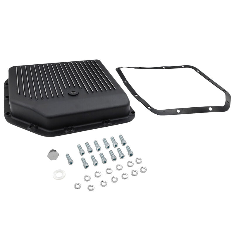 Automatic Transmission Oil Pan Aluminum Finned Black GM Turbo TH350 Extra Capacity