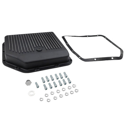 Automatic Transmission Oil Pan Aluminum Finned Black GM Turbo TH350 Extra Capacity