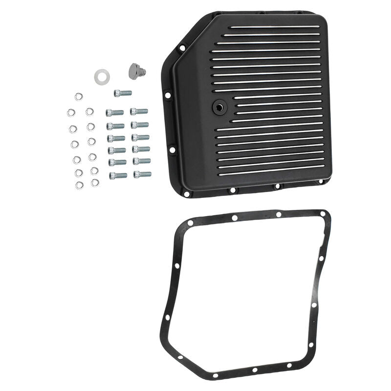 Automatic Transmission Oil Pan Aluminum Finned Black GM Turbo TH350 Extra Capacity
