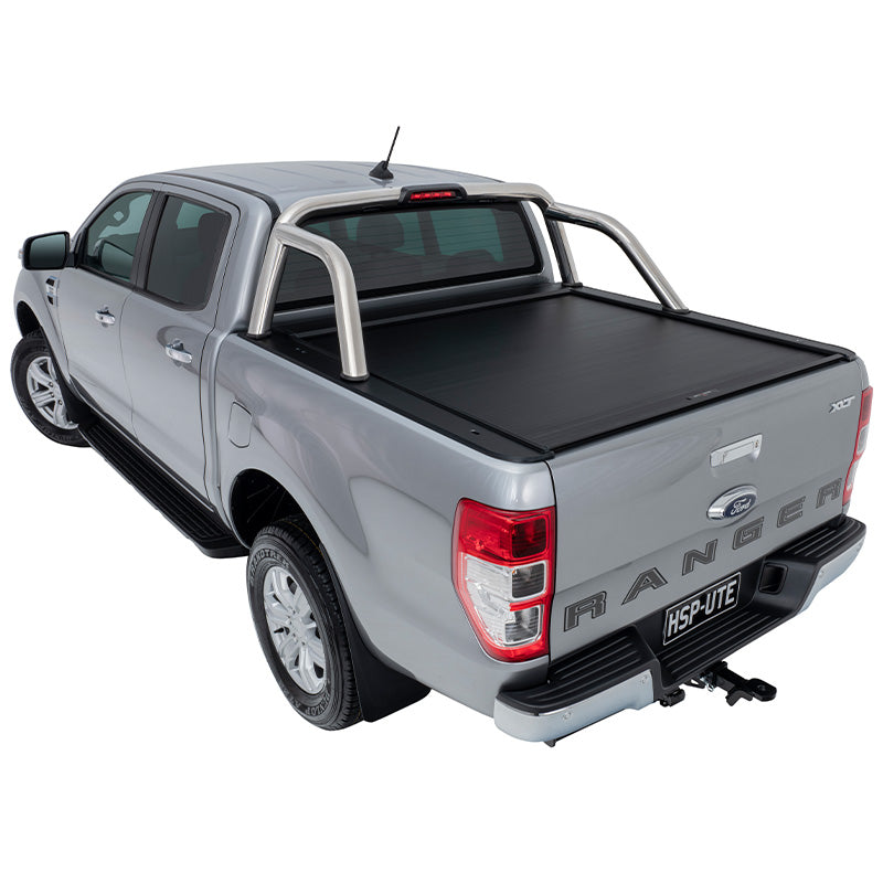 Ford Ranger PX with HSP Electric Roller Cover compatible with genuine A-frame sports bar – factory-style integration with electric tonneau cover