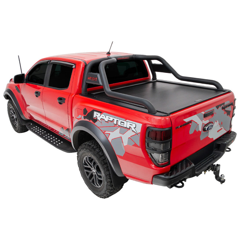 Ford Ranger Raptor PX with HSP Electric Roller Cover and Armour Sports Bar – rugged electric tonneau and sports bar combo for performance utes