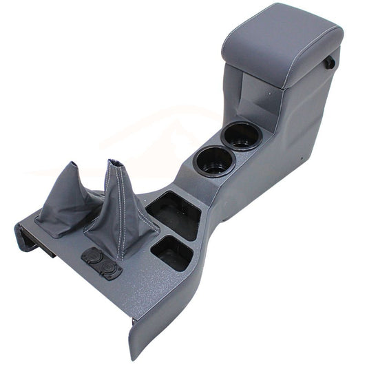 Full Length Center Console Suits Landcruiser 76 78 79 Series Grey Cup Holder USB Connector Arm Rest PU leather Plastic Centre( BACK ORDER JUNE 2025)