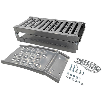 2-In-1 Multi-Use Foldable Steel Car Ramp Grey Sturdy For Loading Or Elevation