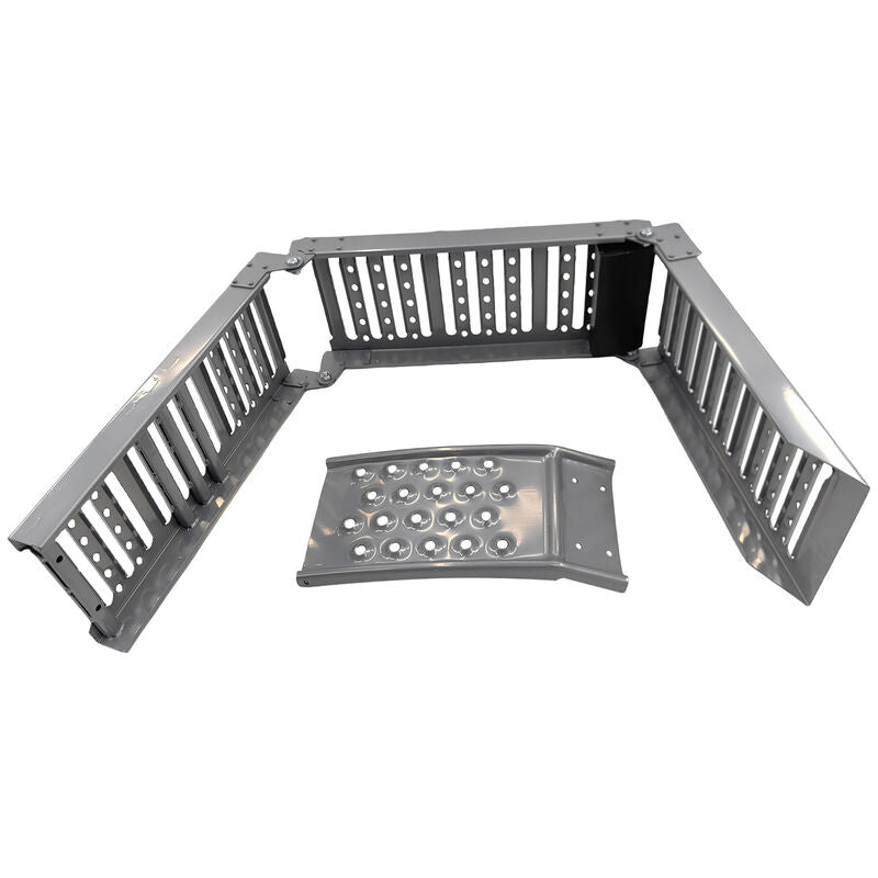 2-In-1 Multi-Use Foldable Steel Car Ramp Grey Sturdy For Loading Or Elevation