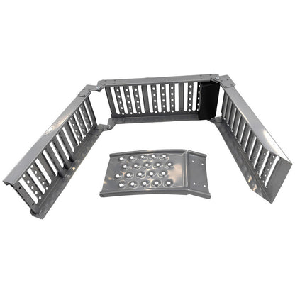 2-In-1 Multi-Use Foldable Steel Car Ramp Grey Sturdy For Loading Or Elevation
