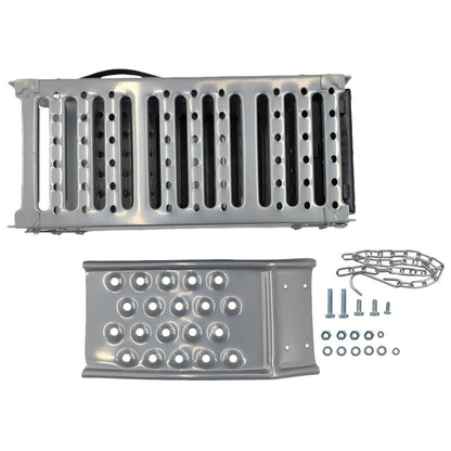 2-In-1 Multi-Use Foldable Steel Car Ramp Grey Sturdy For Loading Or Elevation