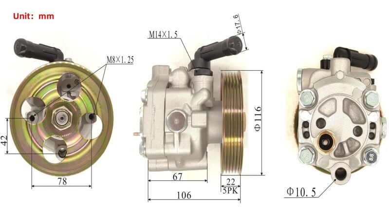 Machter Power Steering Pump With Pulley Fit For Subaru Impreza WRX STI EJ205 EJ207 2.0L 34430FE040 2002-2007