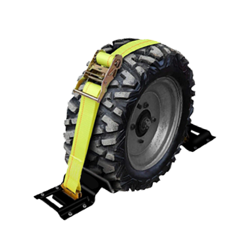 Wheel Chock Tie Down Kit Trailer Tire Straps System For ATV UTV Lawn Mower
