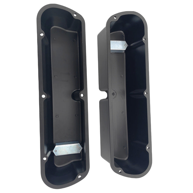 Black Ribbed Aluminum Valve Covers Tall With Hole Fit For Ford SB Windsor 289 302 351