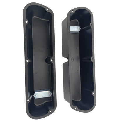 Black Ribbed Aluminum Valve Covers Tall With Hole Fit For Ford SB Windsor 289 302 351