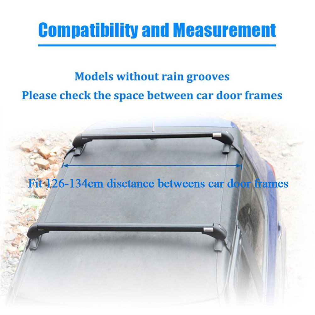 One Pair Roof Rack Cross Bars Suv Sedan Luggage Carrier Rain Grooves Black