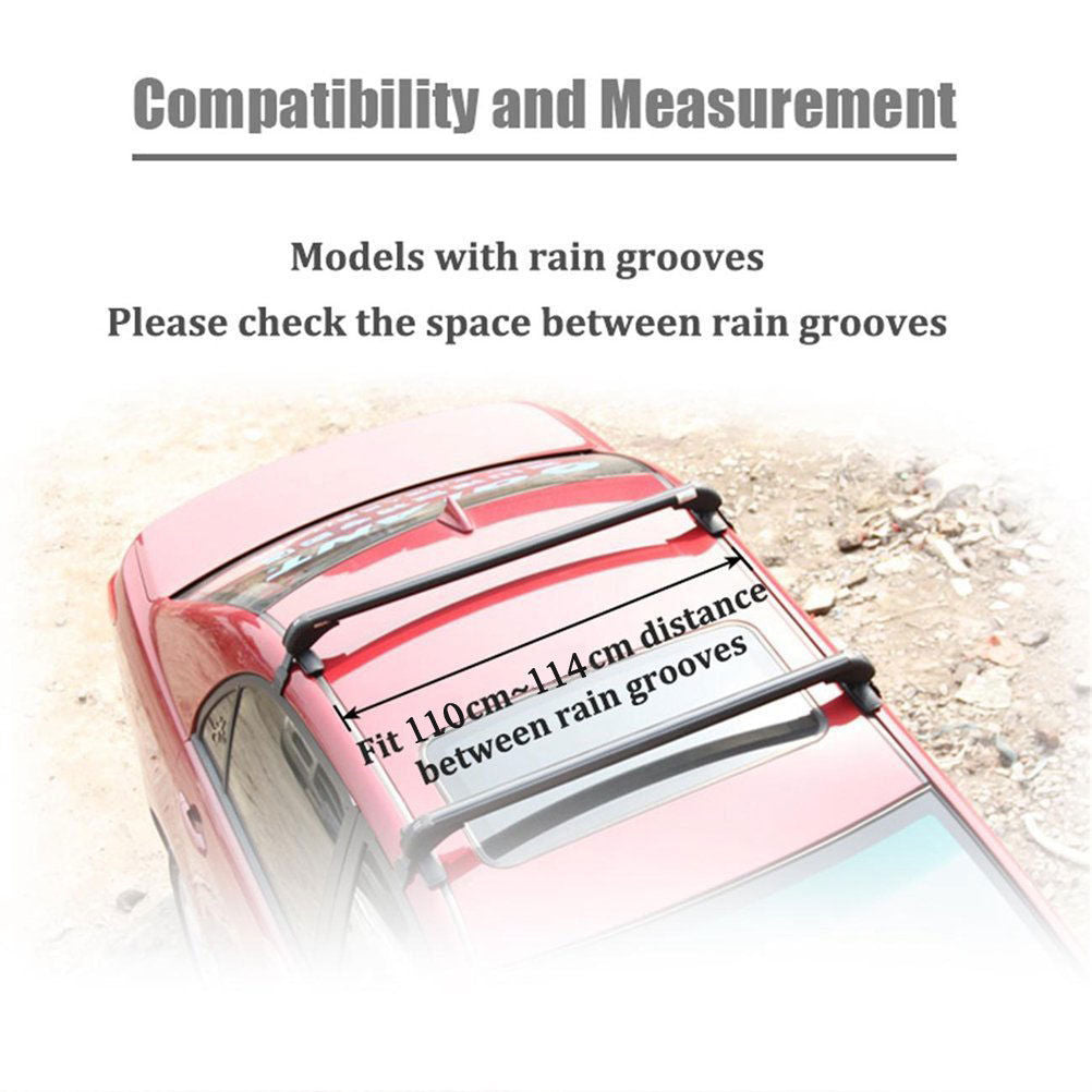 One Pair Roof Rack Cross Bars Suv Sedan Luggage Carrier Rain Grooves Black