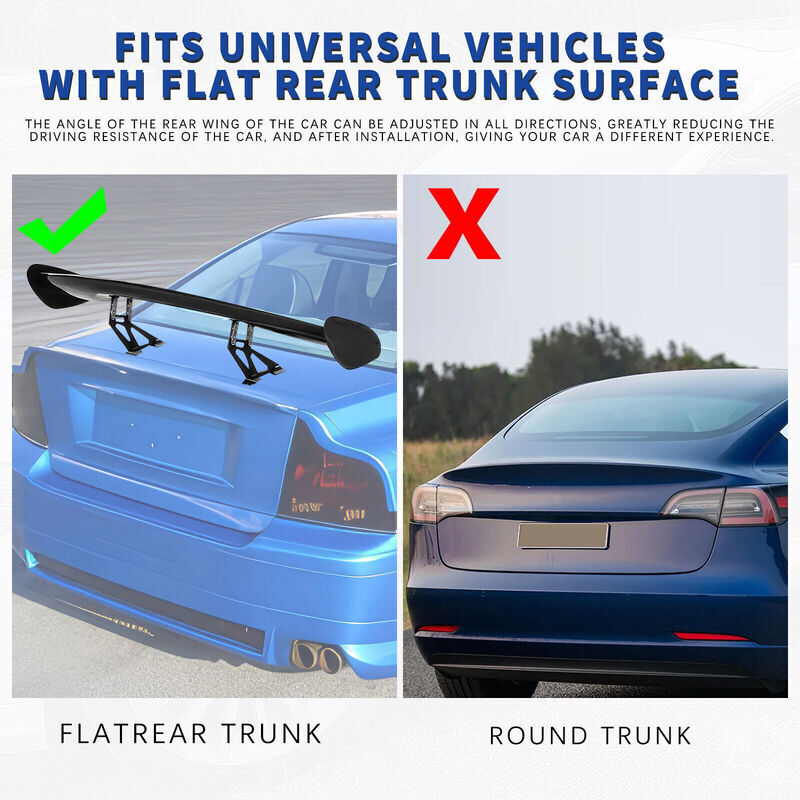 Adjustable 46" GT Style Rear Trunk Racing Spoiler Fit For Mitsubishi Lancer 2002-2017