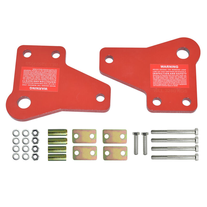 2PCS Front Recovery Heavy Duty Tow Point Kit 3250 KG Hitch Fit For Toyota Hilux KUN26 2005-2015 N70 RED