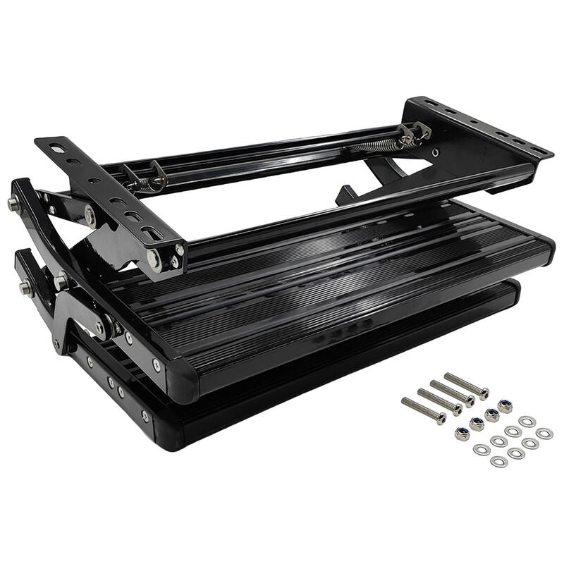 Double Caravan Step With Screws Kit Aluminum Black Pull Out Folding Fit For RV Camper Trailer