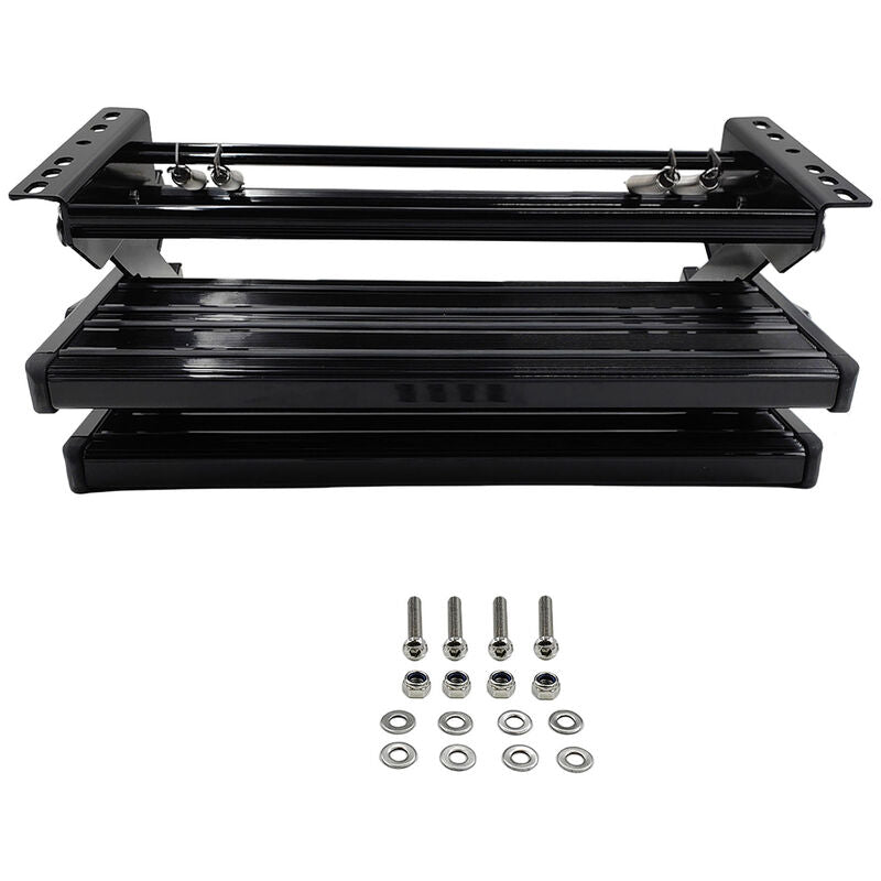 Double Caravan Step With Screws Kit Aluminum Black Pull Out Folding Fit For RV Camper Trailer