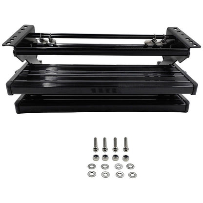 Double Caravan Step With Screws Kit Aluminum Black Pull Out Folding Fit For RV Camper Trailer