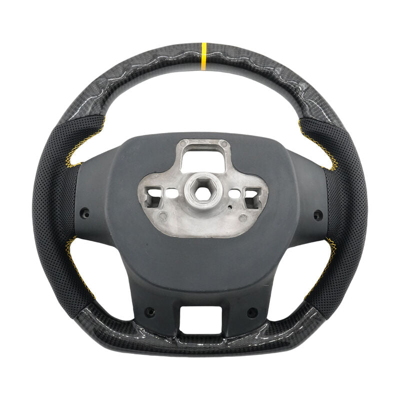 Steering Wheel Leather + Carbon Fibre Yellow Line Fit For Ford Ranger PX2 PX3 Everest UA
