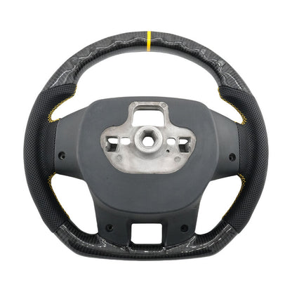 Steering Wheel Leather + Carbon Fibre Yellow Line Fit For Ford Ranger PX2 PX3 Everest UA