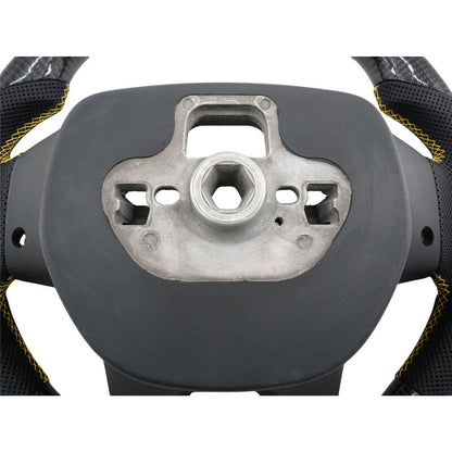 Steering Wheel Leather + Carbon Fibre Yellow Line Fit For Ford Ranger PX2 PX3 Everest UA