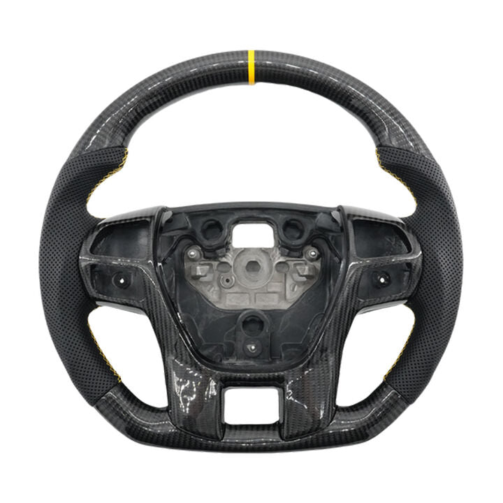 Steering Wheel Leather + Carbon Fibre Yellow Line Fit For Ford Ranger PX2 PX3 Everest UA