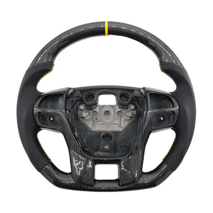 Steering Wheel Leather + Carbon Fibre Yellow Line Fit For Ford Ranger PX2 PX3 Everest UA