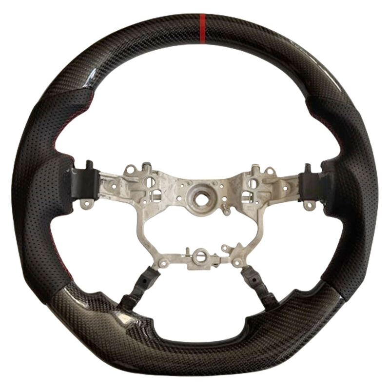 Carbon Fiber Steering Wheel Red Strip Fit For Toyota LandCruiser 200 Series VDJ200 URJ202 2016-2021