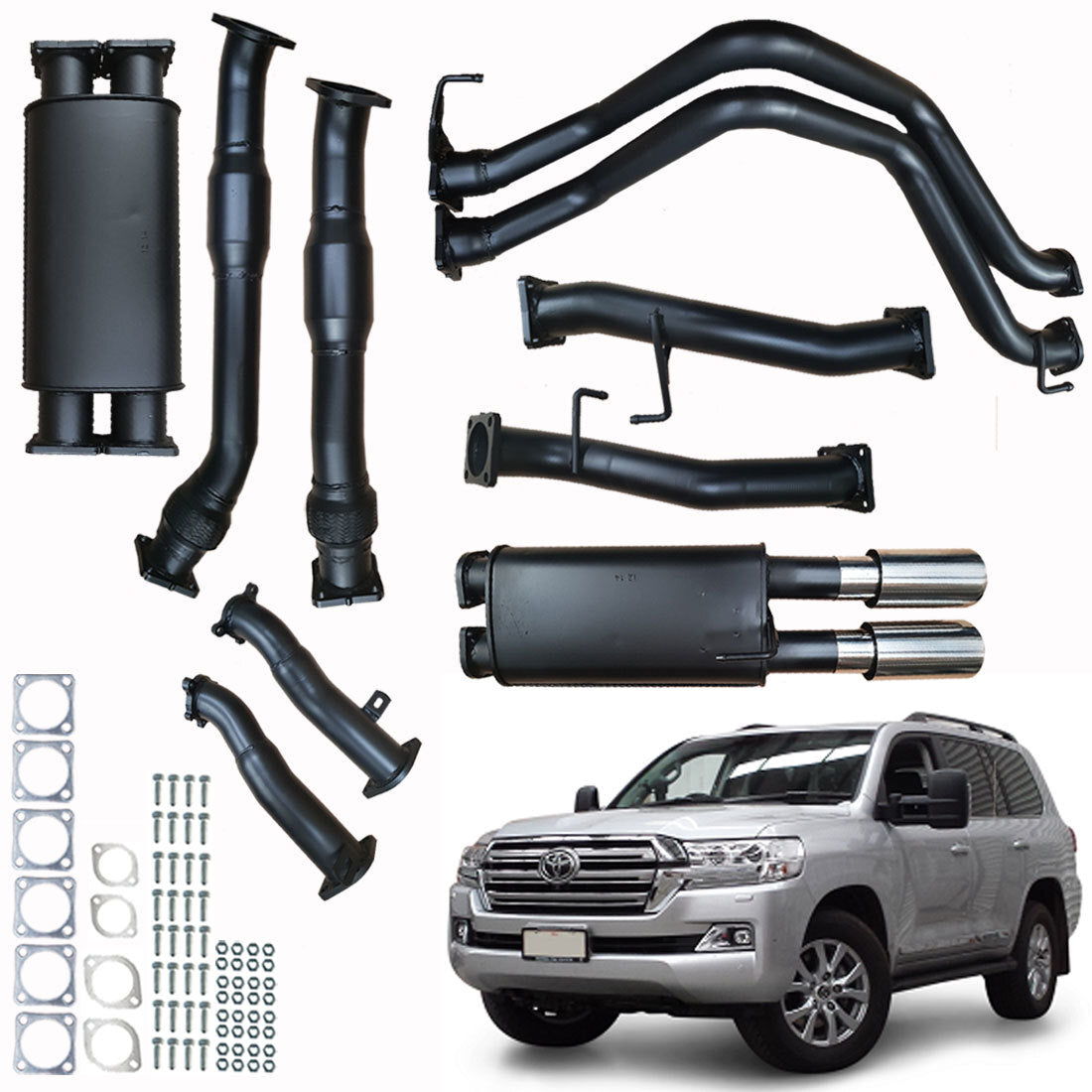 #Black - Aluminised Steel, #With Muffler, #With Muffler + With Cats & Mufflers