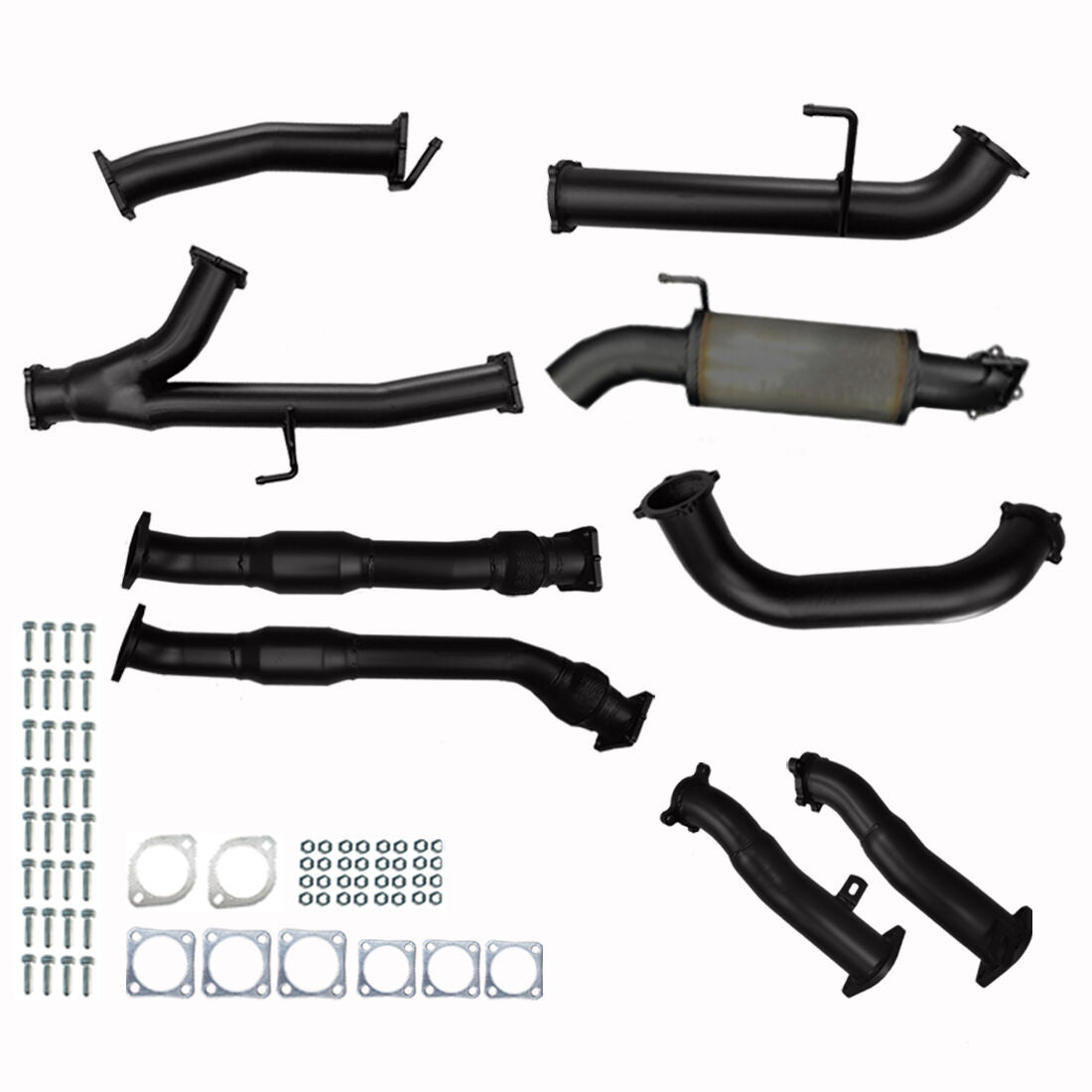 #Black - 409 Stainless Steel, #Pipe Only, #With Muffler + With Cats