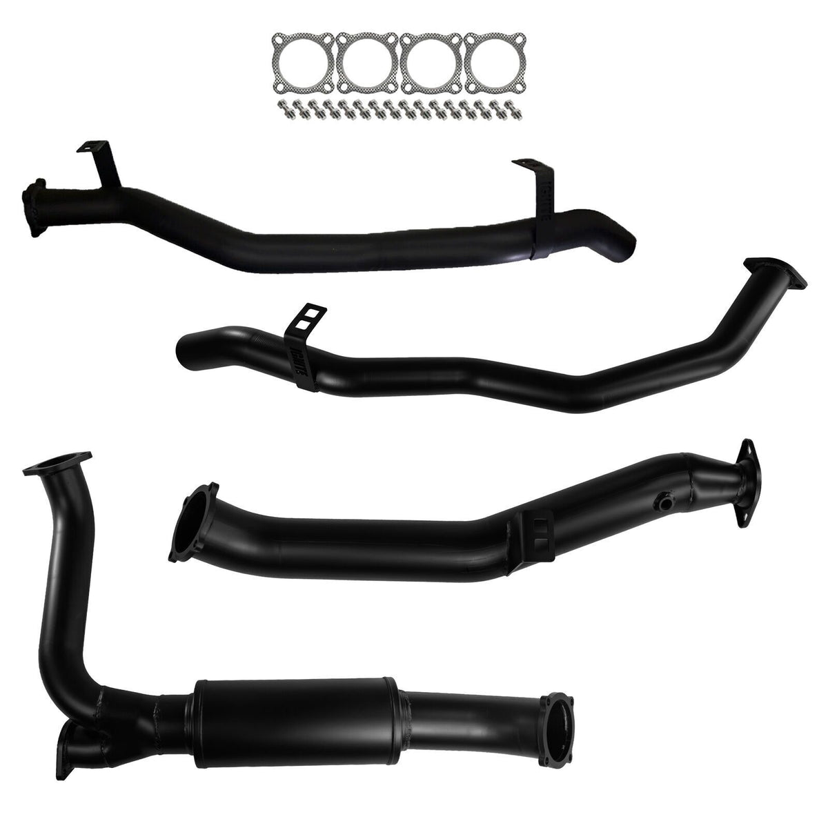 #Black - 409 Stainless Steel, #Muffler, #4" - 3" Dual