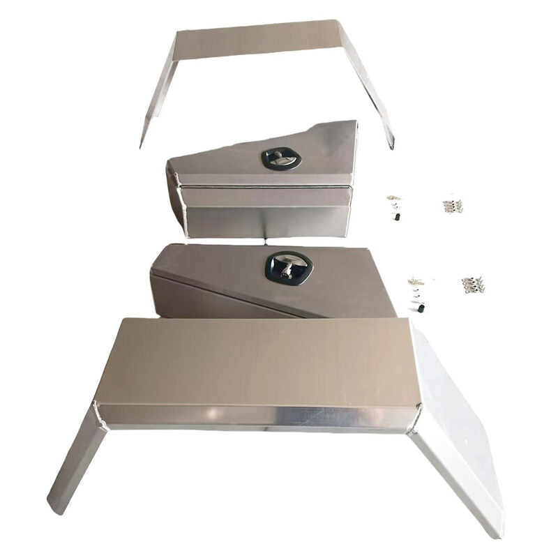 Pair Aluminium 780mm Double Tapered Under Tray Ute Tool Box + Flare Mud Guards
