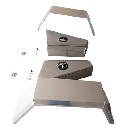 Pair Aluminium 780mm Double Tapered Under Tray Ute Tool Box + Flare Mud Guards
