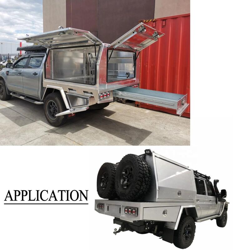 Pair Aluminium 780mm Double Tapered Under Tray Ute Tool Box + Flare Mud Guards